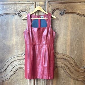 TCEC Burgundy Faux Leather Sleeveless Sheath Dress Size L